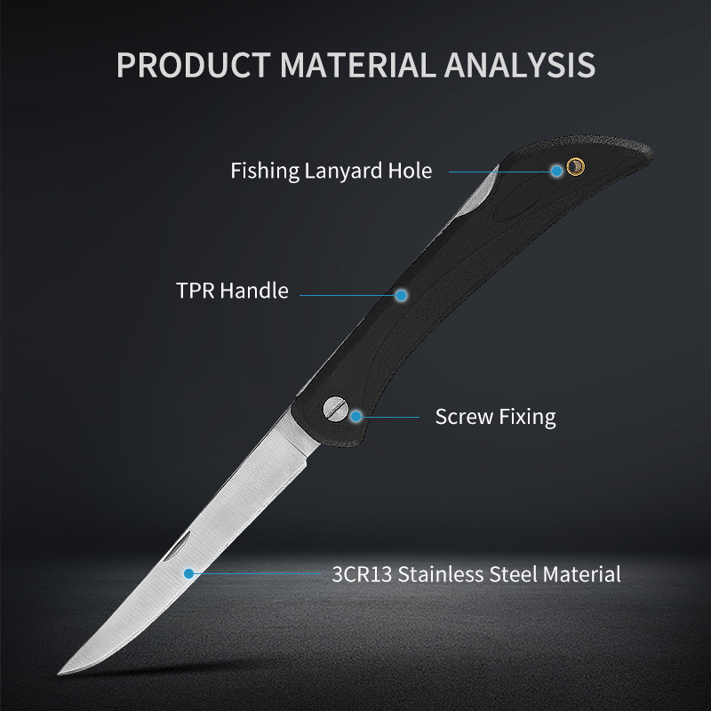 New Hot Item Slip-Resistant TPR Handle 5 inch Razor-Sharp Stainless Steel Blades Fish Fillet Knife Folding