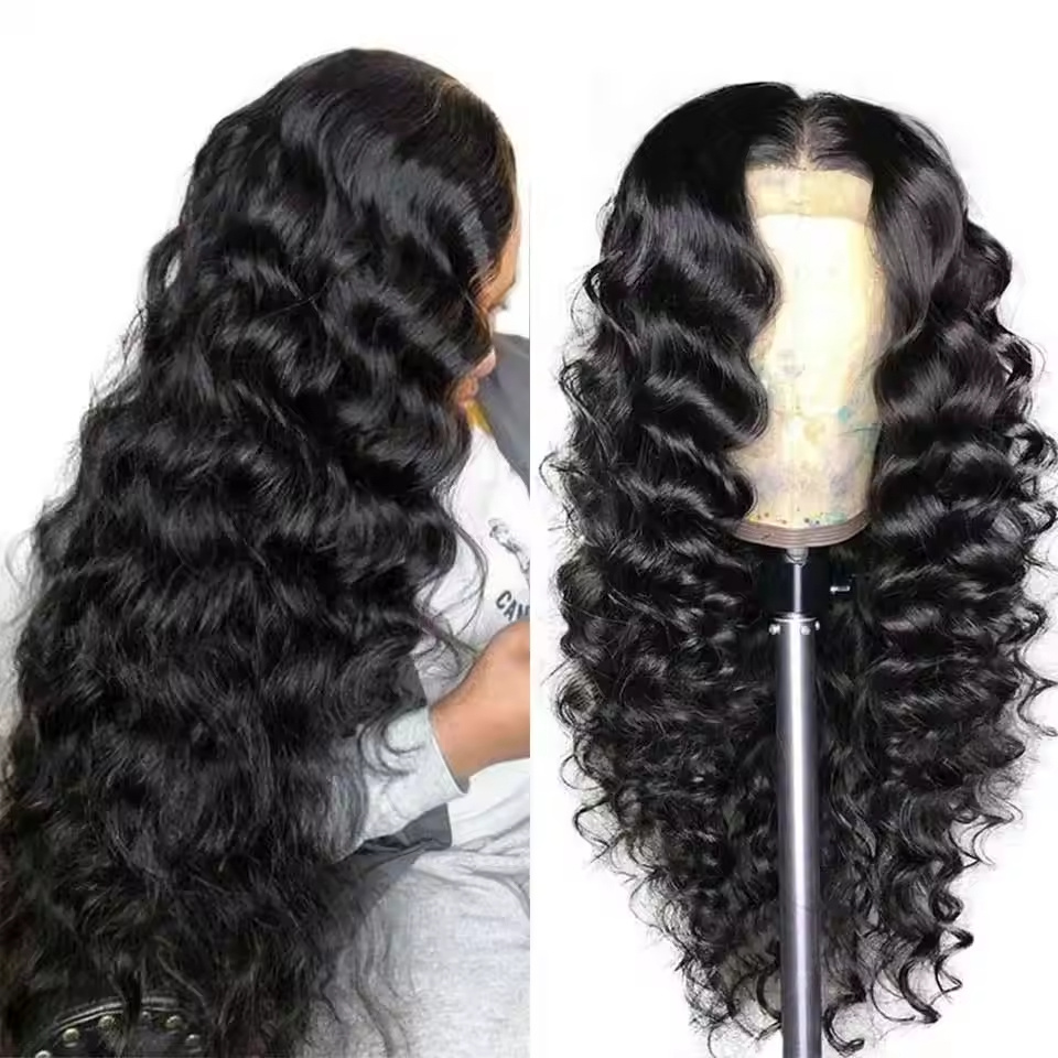 Cuticle Human Hair Deep Wave  Lace Closure Wig 32 Inch 13X6 Hd Lace Frontal Deep Wave Wig Mink Brazilian Hair Wigs Lace Front