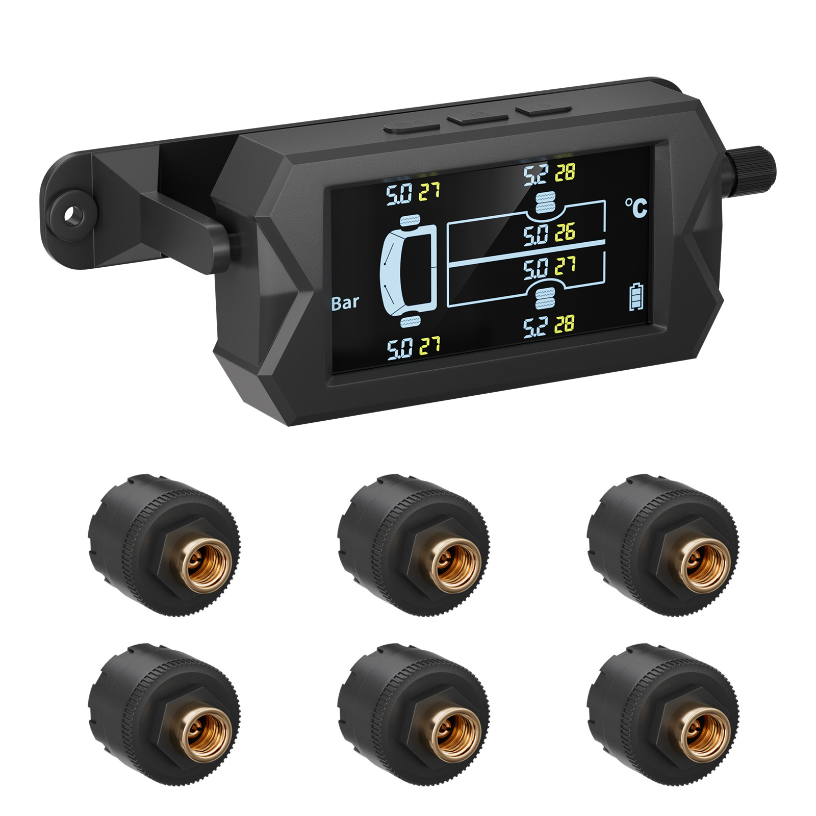 0-116psi 0-217psi optional 6 pcs external sensors truck tire pressure monitoring system 6 tyres universal solar TPMS