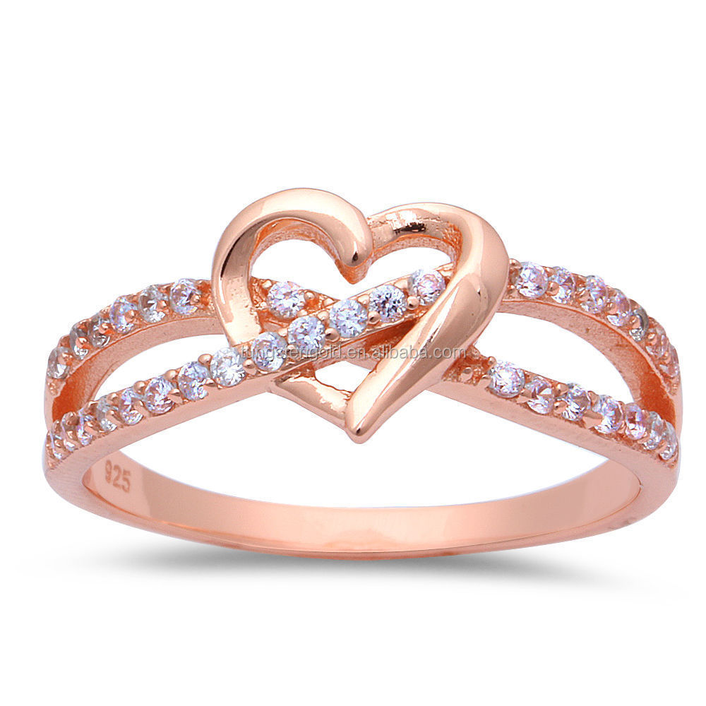 Hot selling cheap infinity love heart gold plated bridal jewellery cubic zirconia women rings jewelry stainless steel