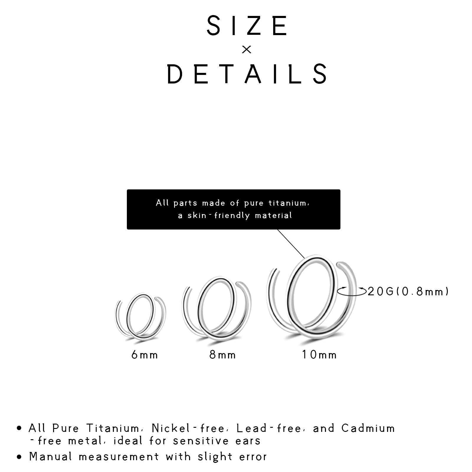 Nose Cartilage Earrings Helix Rook Tragus Lip Septum Rings F136 Implant Grade Titanium Piercing Body Jewelry Sets for Women Men