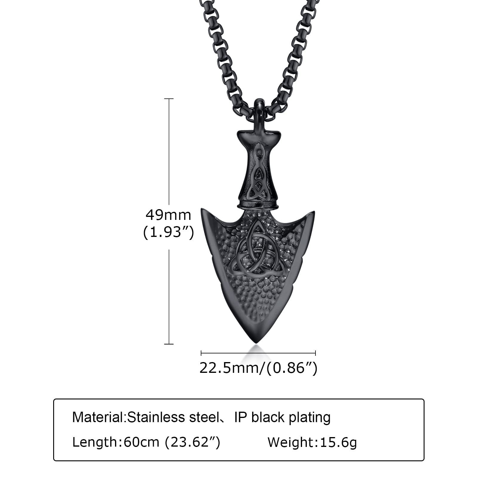 TG Arrowhead Viking Eye of Horus Cross Triangle Celtic Knot Stainless Steel Black Gold Silver Pendants Necklaces Chain for Men