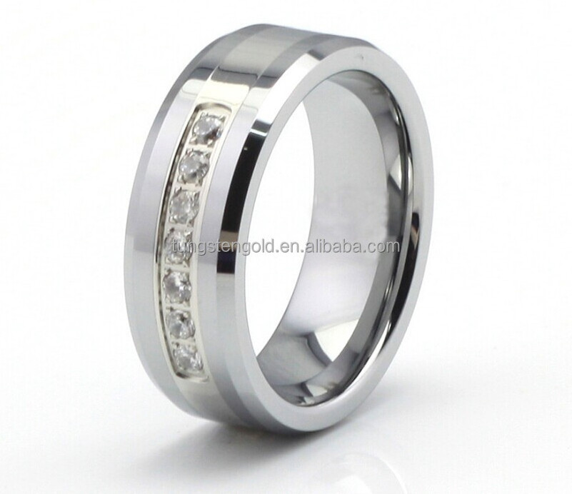 Tungsten Carbide Wedding Rings Jewelry Main Material Polished Diamond Ring