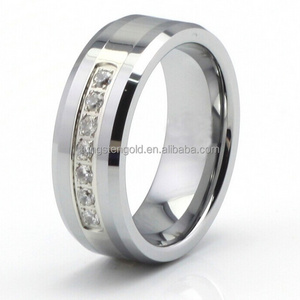 Tungsten Carbide Wedding Rings Jewelry Main Material Polished Diamond Ring