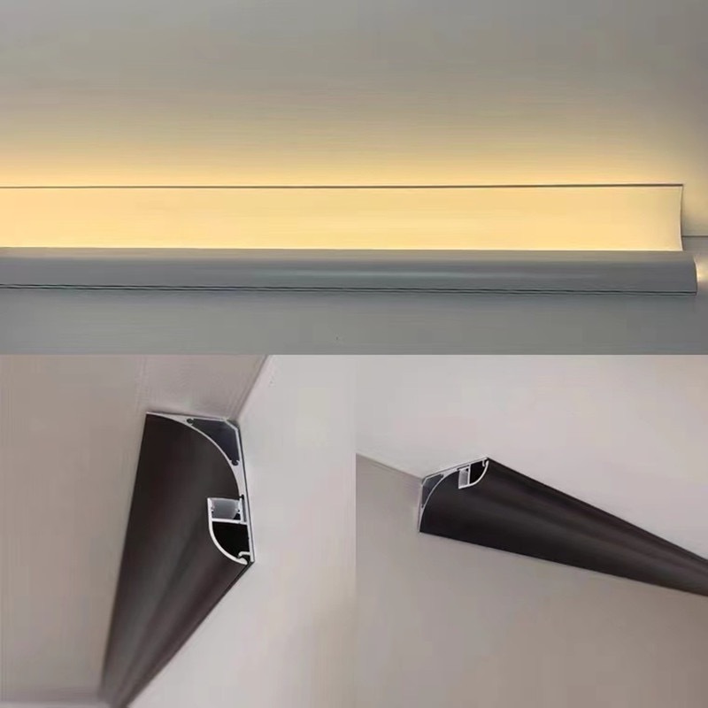 No grooving led aluminum profile for back light, top corner line skirting line wall washing light ceiling home decoration