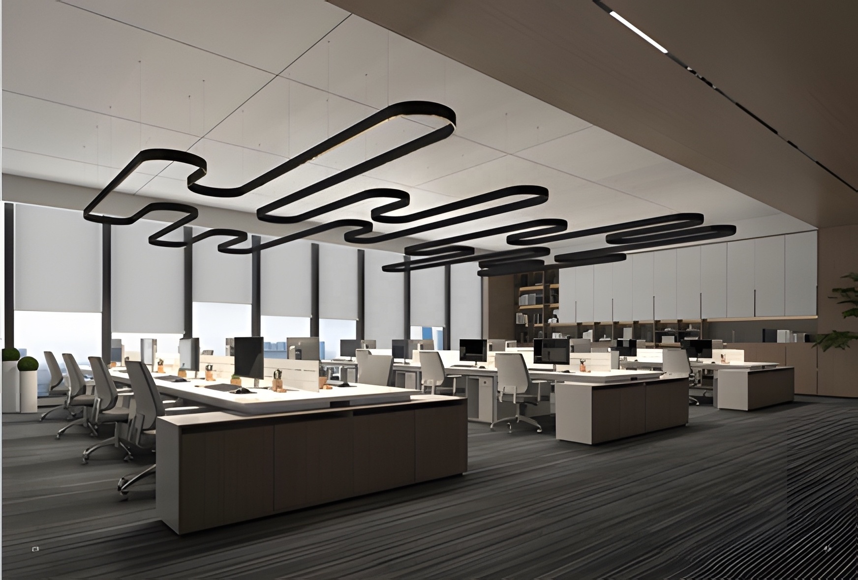 One line long lamp Office grid light up and down office cable bar table light Chandeliers & Pendant Lights