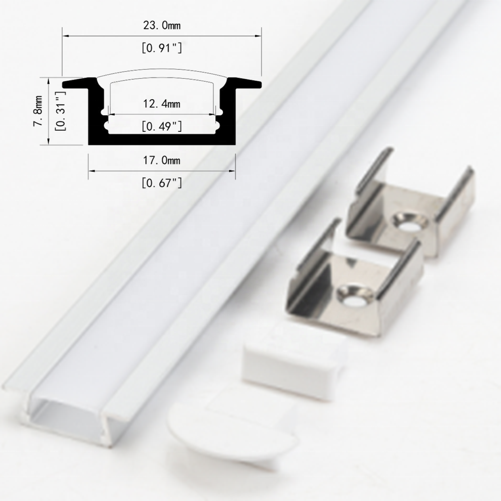 17x8mm Recessed Dry Wall LED Profile Mounting Aluminum LED Profile Extrusion Lighting Aluminum LED Profile Channel