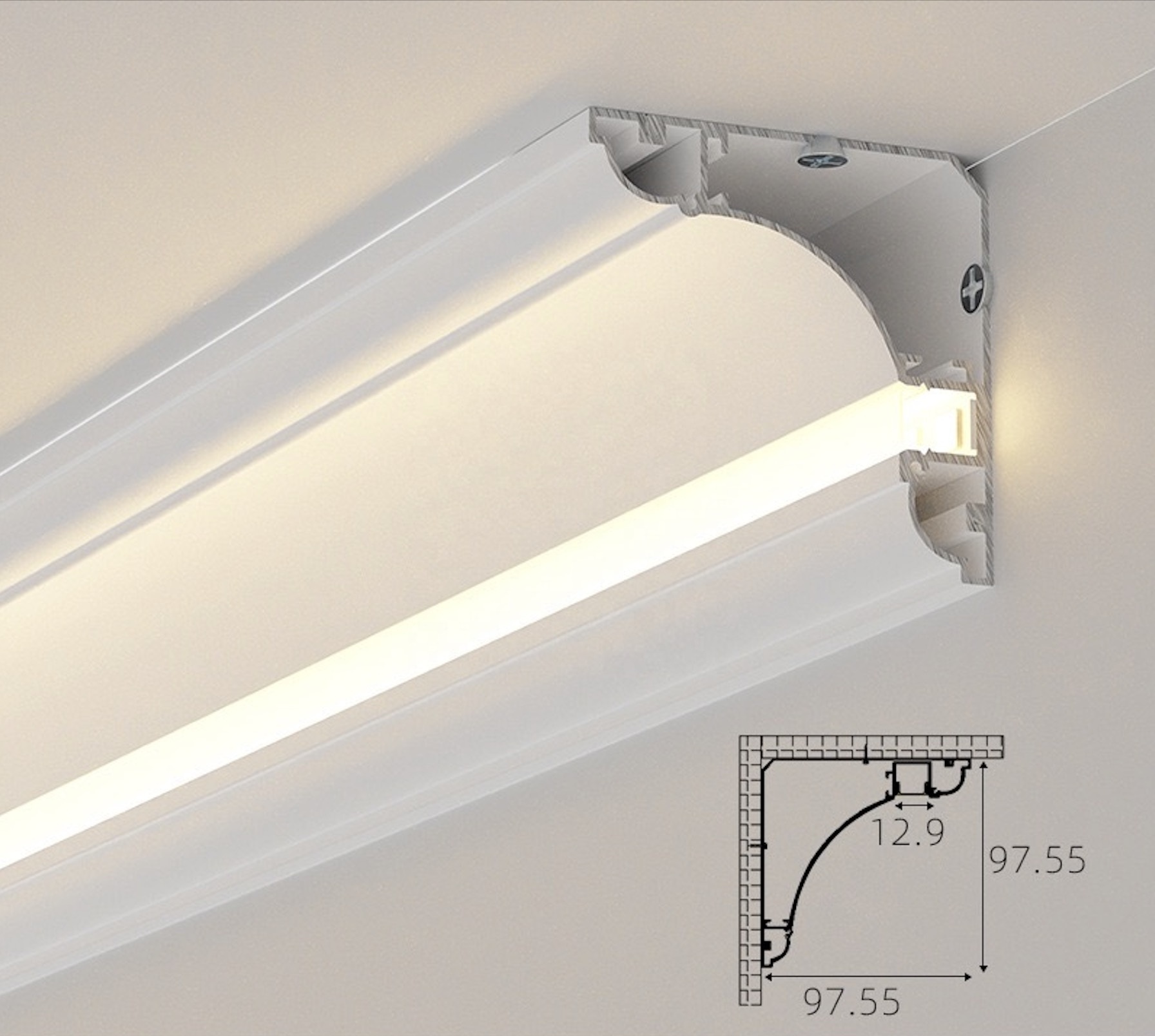 65X65mm Plaster Line LED Strip Light Emitting Linear Light Free Ceiling Project Shaded Corner Linear Lights