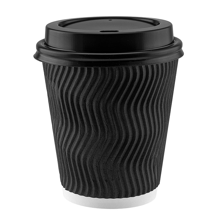 Manufacturer custom logo printed biodegradable ripple paper coffee cup paper for beverage packaging