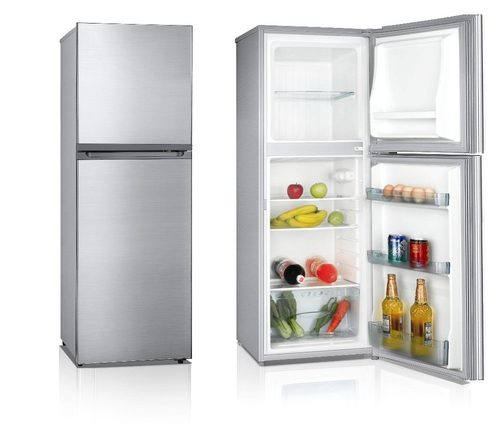 China factory DC powered solar refrigerator fridge freezer domestic 145L double door fridge