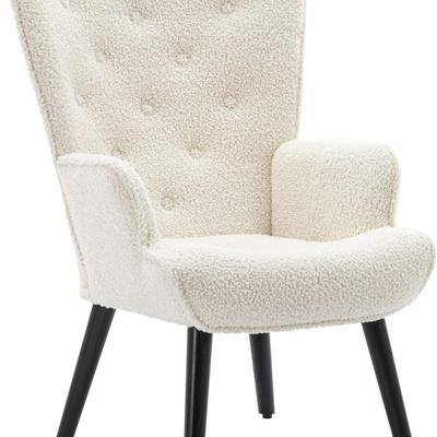 Modern Tufted Button Wingback Reading Chair with Solid Wood Legs Accent Chair