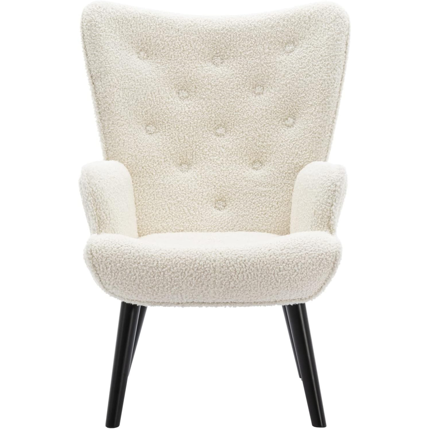 Modern Tufted Button Wingback Reading Chair with Solid Wood Legs Accent Chair