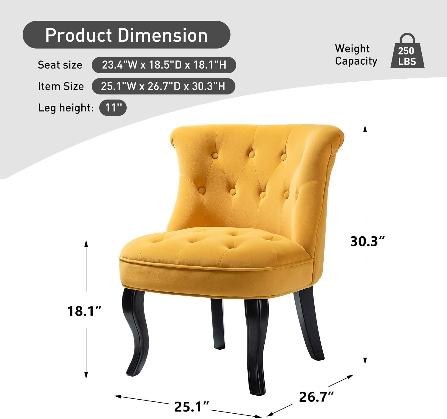 Accent Chair with Arms for Living Room Modern Single Sofa with Wood Legs