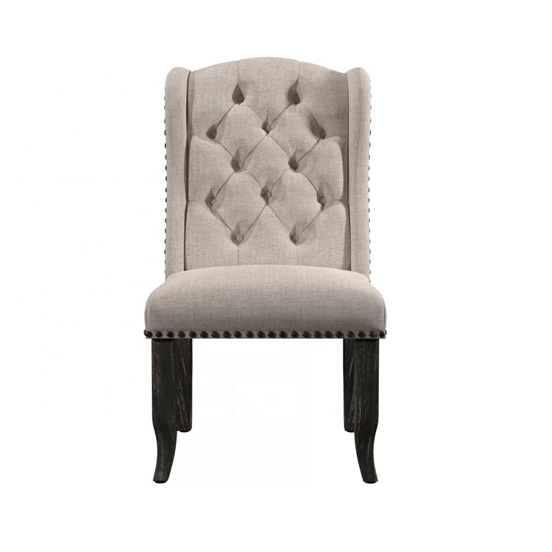 Wholesale Modern Design Tufted Upholstered Home Furniture Wingback Side Beige Dining Room Chair