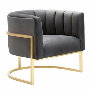 Living Room Furniture Stainless Steel With Gold Color Velvet Fabric Covered Accent Chair