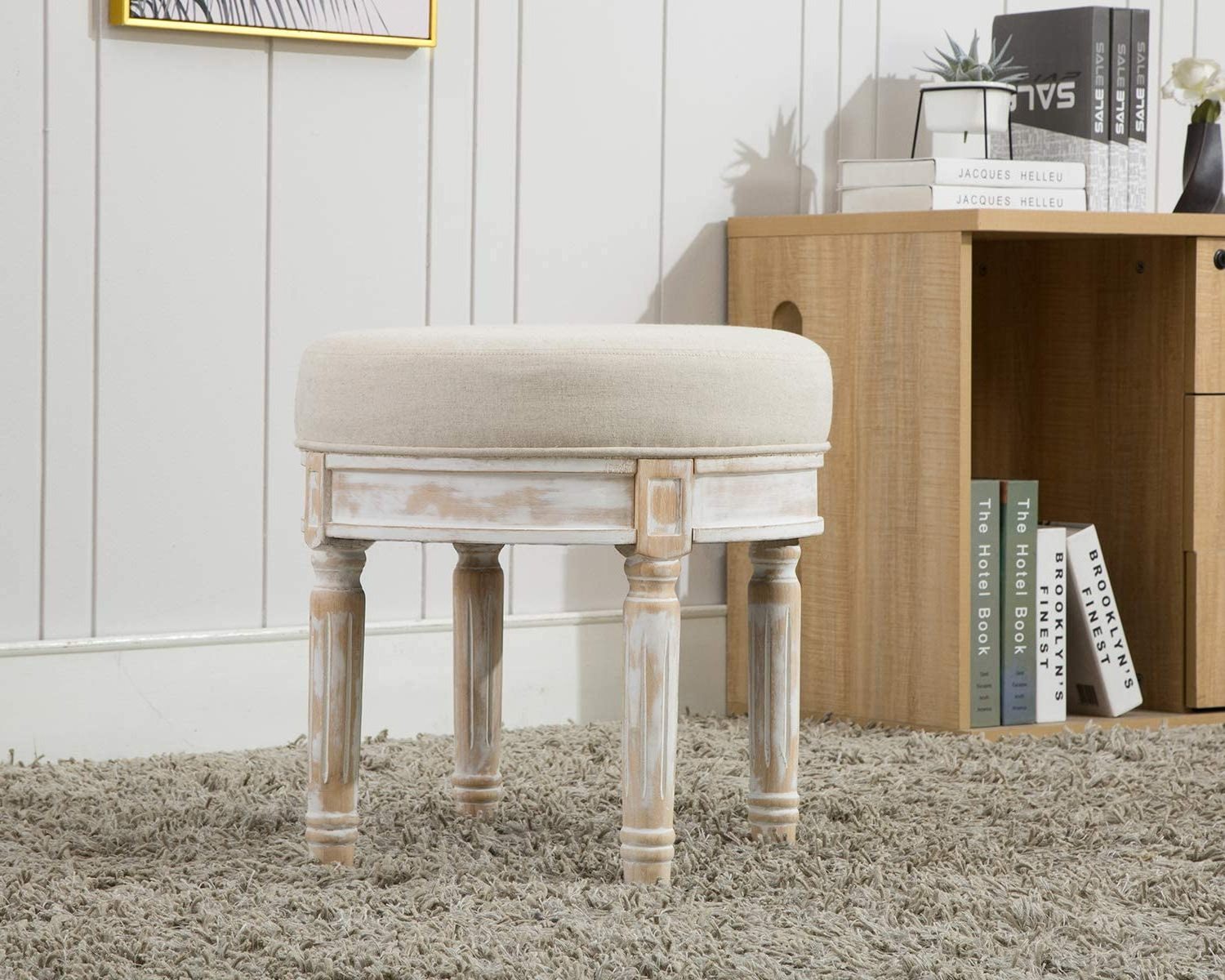 TUNUO Factory Directly Sales Small Round  Ottoman Stool Upholstered Bench Stool for Bedroom