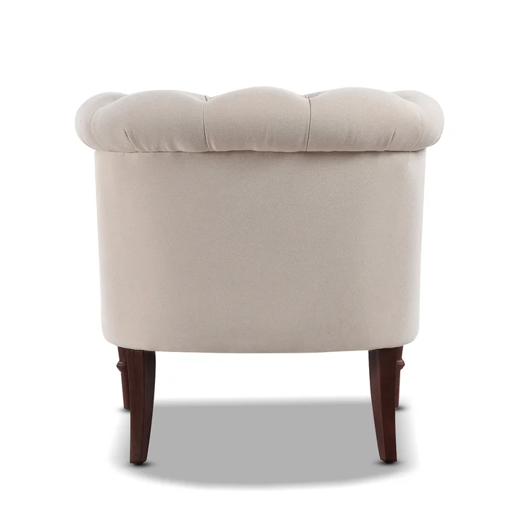 New Design Leisure Chair For Living Room Furniture Wooden Upholstered Linen Velvet Fabric With Wood Legs