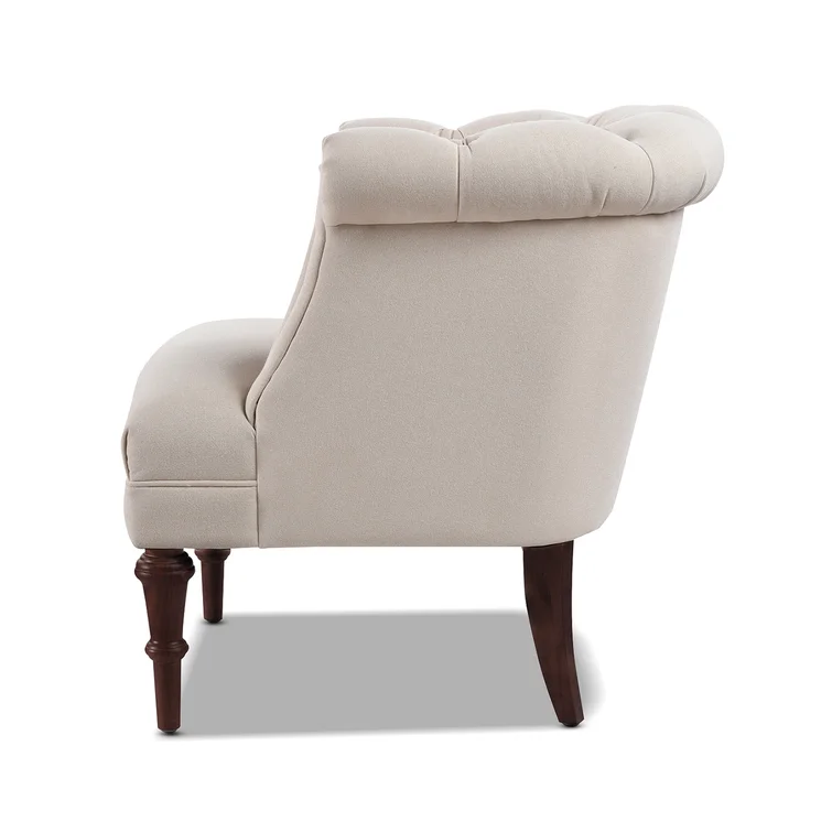 New Design Leisure Chair For Living Room Furniture Wooden Upholstered Linen Velvet Fabric With Wood Legs