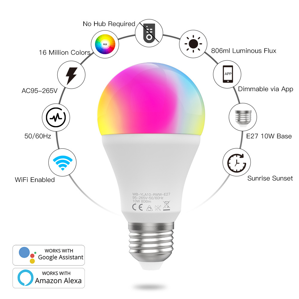 Smart home RGB Led bulb light led lighting 9w 11W e27 e14 b22 smart Zigbee led bulbs led lighting work with tuya APP