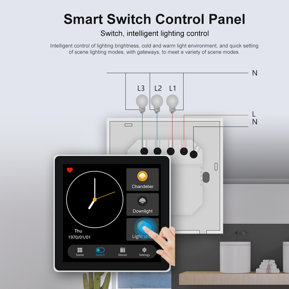 2024 Professional manufacturer smart home switch custom scene panel with 4-way relay switch function