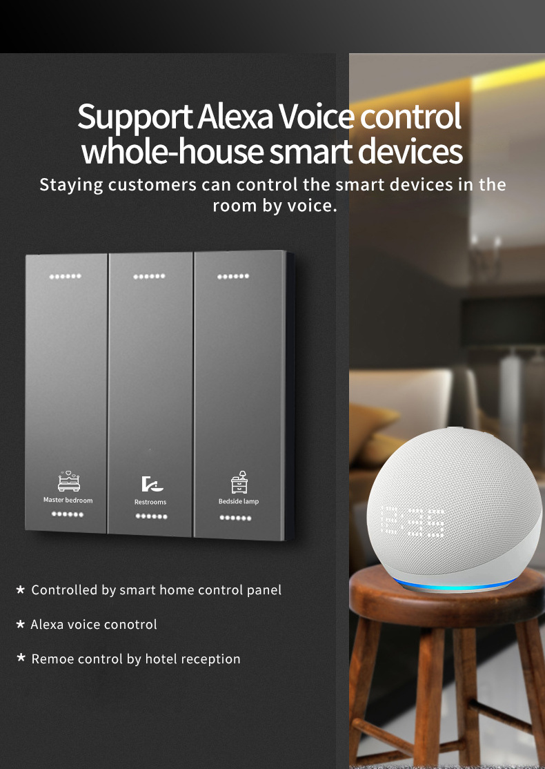 2024 Hotel room matter smart switch home voice control Alexa Zigbee Customizable Wireless Control Scene Wall Switch