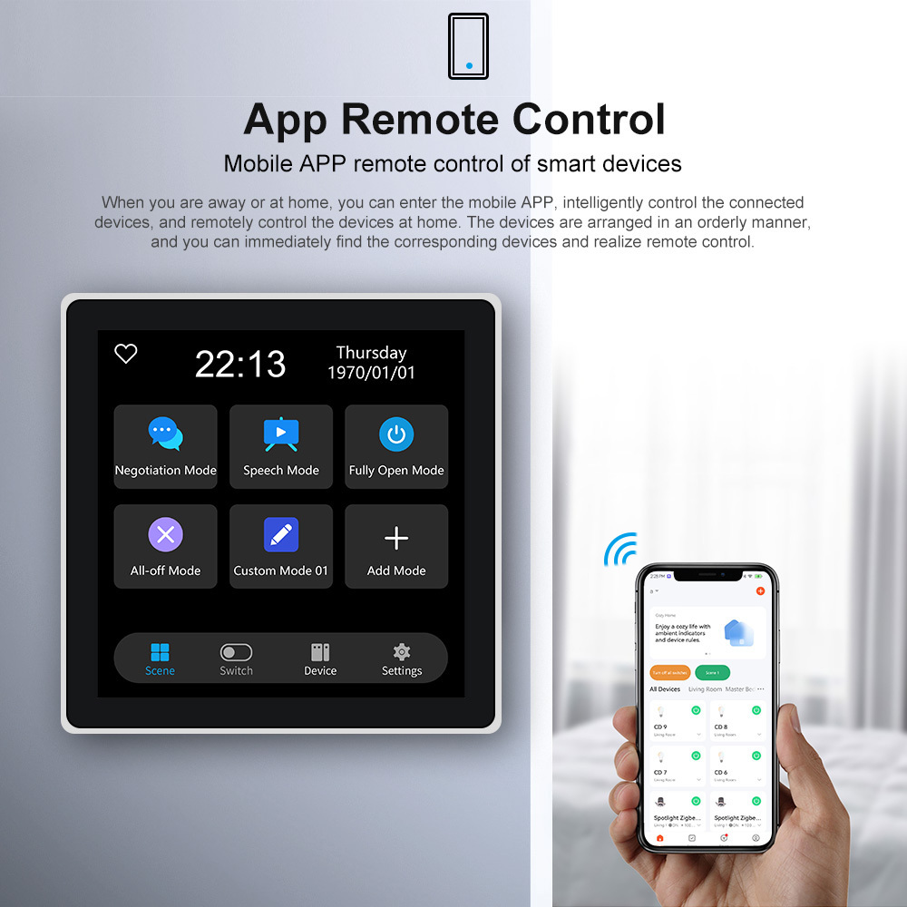 2024 Professional manufacturer smart home switch custom scene panel with 4-way relay switch function