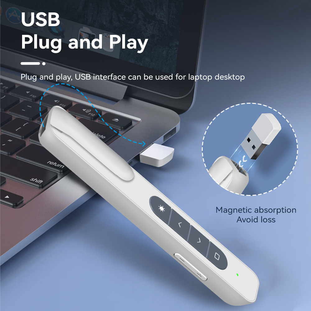 2023 Wireless Presenter Pointer Clicker PPT Presentation Pointer for Turning Page pen USB Recharge with 100M Remote Control