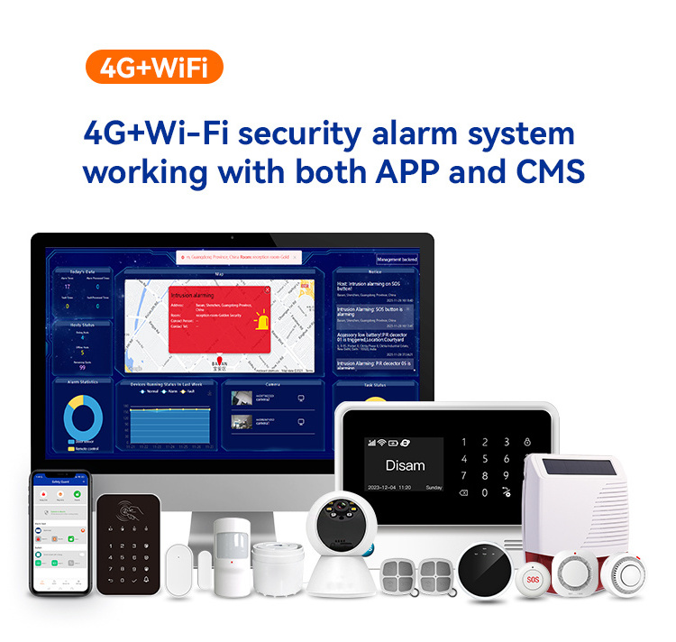 2024 Smart WiFi 4G Security Alarm System Panel Built-in Siren with 433 Door Motion Sensor Home Alarm System