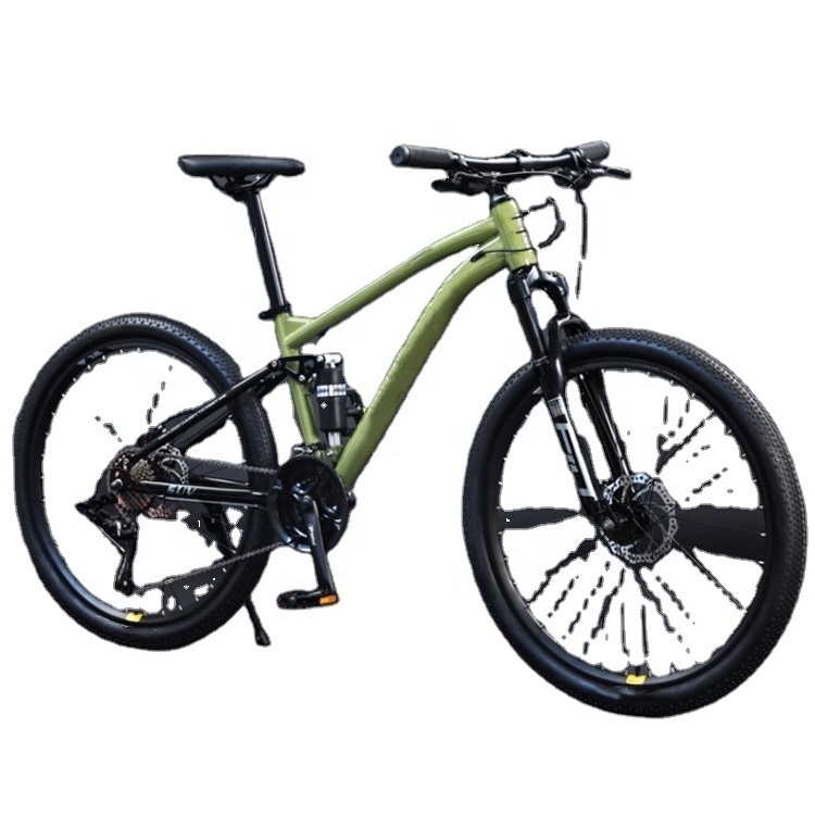 24 26 29 inch mountain-bike high carbon steel with front led light carbon fiber mountain bike full suspension style