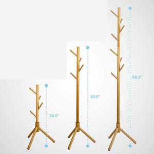 Coat Stand Solid Wood Coat Rack Free Standing Entryway Hall Tree for Clothes, Hats, Handbags, Rubberwood, Dark Walnut