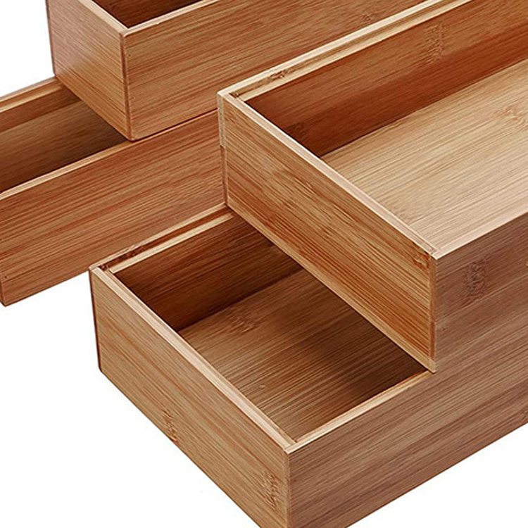 Adjustable Expandable bamboo Kitchen Cabinet Drawer Storage Organizer Tray  for Storing Organizing Cutlery Spoons