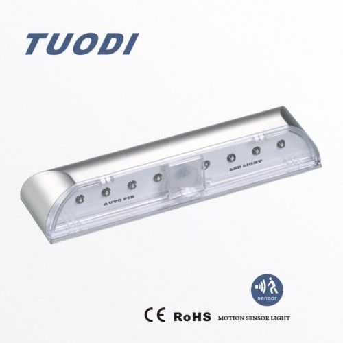 TUODI Infrared PIR Wireless Auto Sensor Motion Detector LED Light door Keyhole lamp 8 bulbs Silver