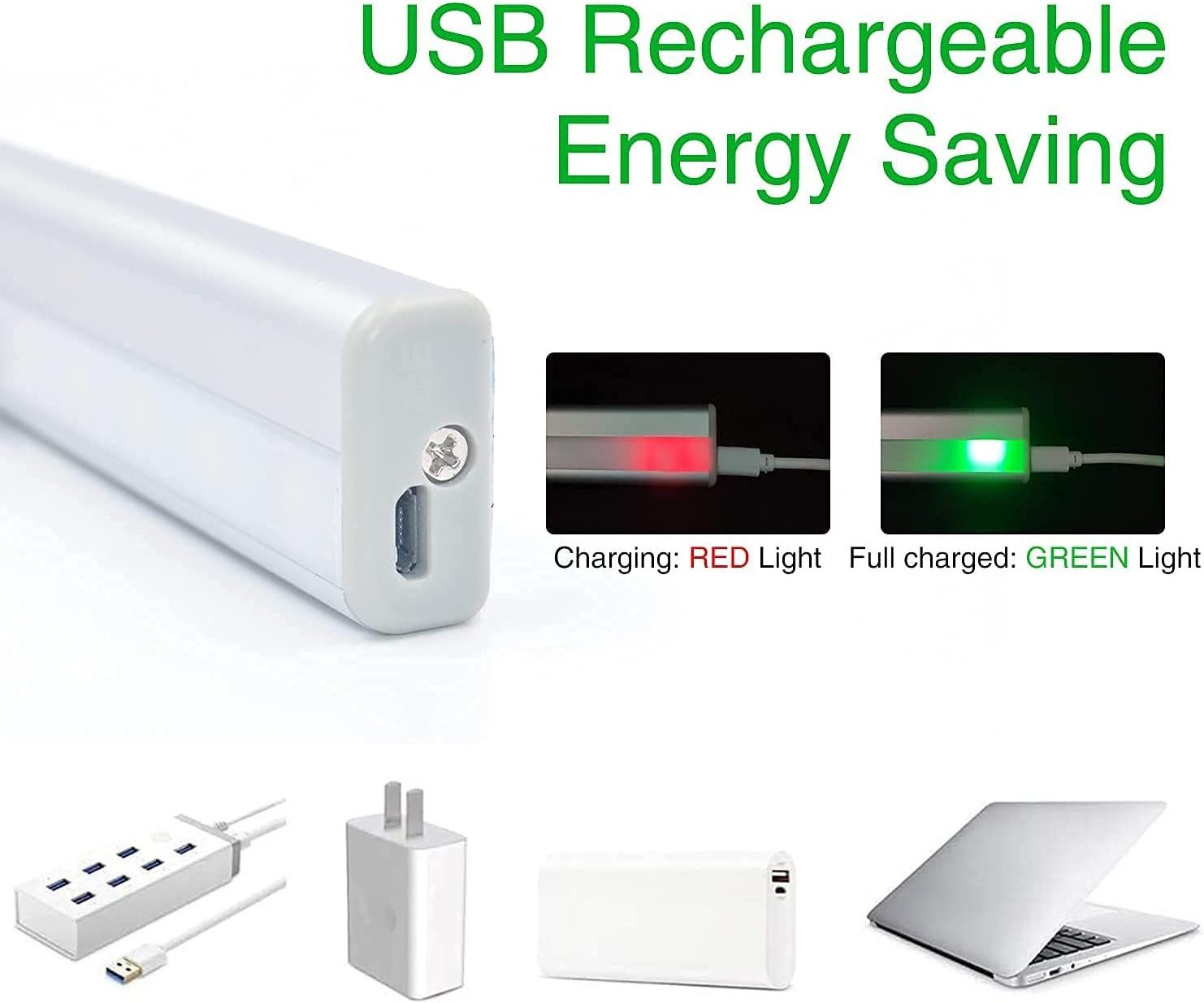 Wireless USB Rechargeable Battery PIR Motion Sensor LED Night Light spot light emergency light