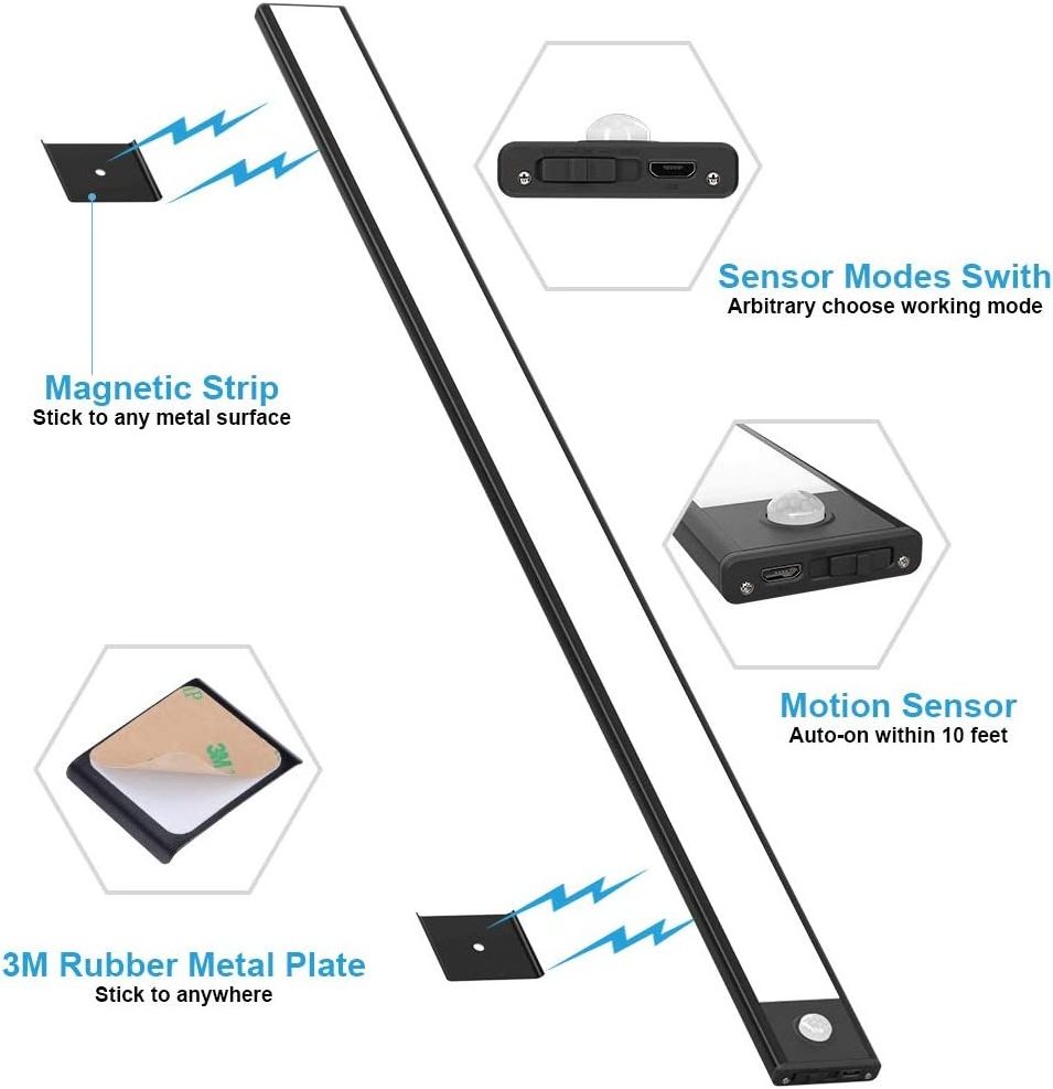 tuodi Under Cabinet Lights Motion Sensor:70-Led Closet Lights 3000mAh Rechargeable Under Counter Lights for Kitchen