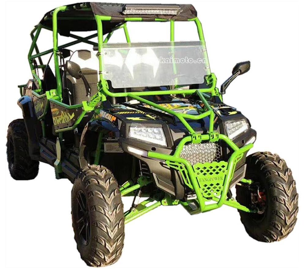 new 4 seat  UTV shaft drive sport go kart 400cc with Roof light bar & soft roof Farmer car (TKG400-A4)