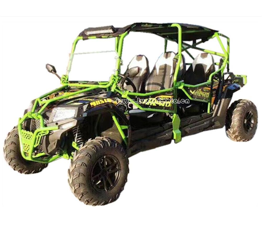 new 4 seat  UTV shaft drive sport go kart 400cc with Roof light bar & soft roof Farmer car (TKG400-A4)