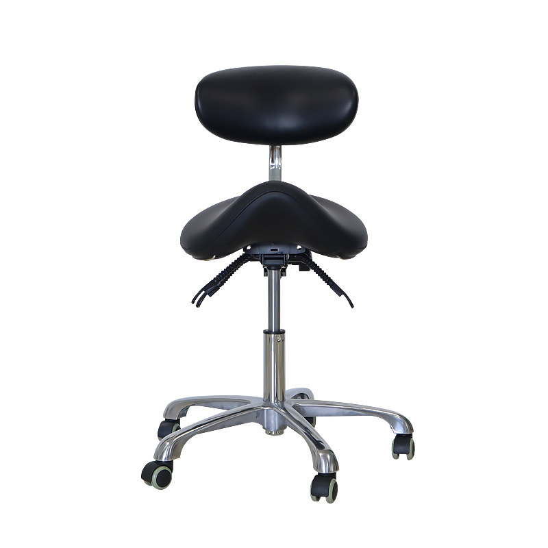 Aluminum Alloy Black Color Medical Electric Dentist Economic Chair Dental Saddle Seat Assistant Stool For Clinic with Backrest