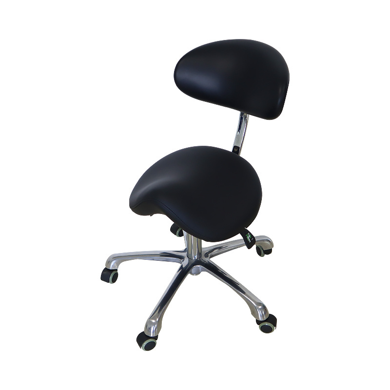 Aluminum Alloy Black Color Medical Electric Dentist Economic Chair Dental Saddle Seat Assistant Stool For Clinic with Backrest