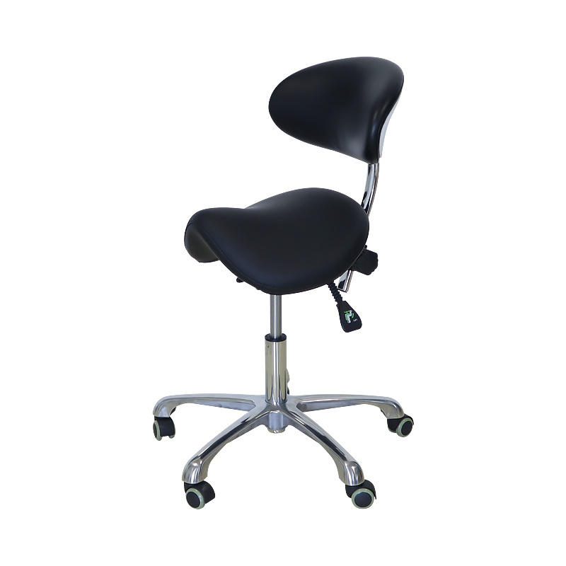 Aluminum Alloy Black Color Medical Electric Dentist Economic Chair Dental Saddle Seat Assistant Stool For Clinic with Backrest