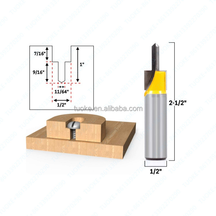 TUOKE TK1133 1/2 Shank Woodworking cutter tools for carbide Counter Bore & Screw Slot Router Bit