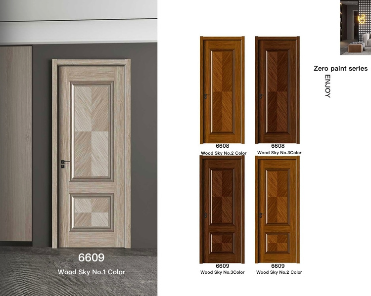 Deluxe Design Process Flushing Line Indoor Solid Simple Design Wooden Door Leading the Industry Good Price PVC MDF Door 6609