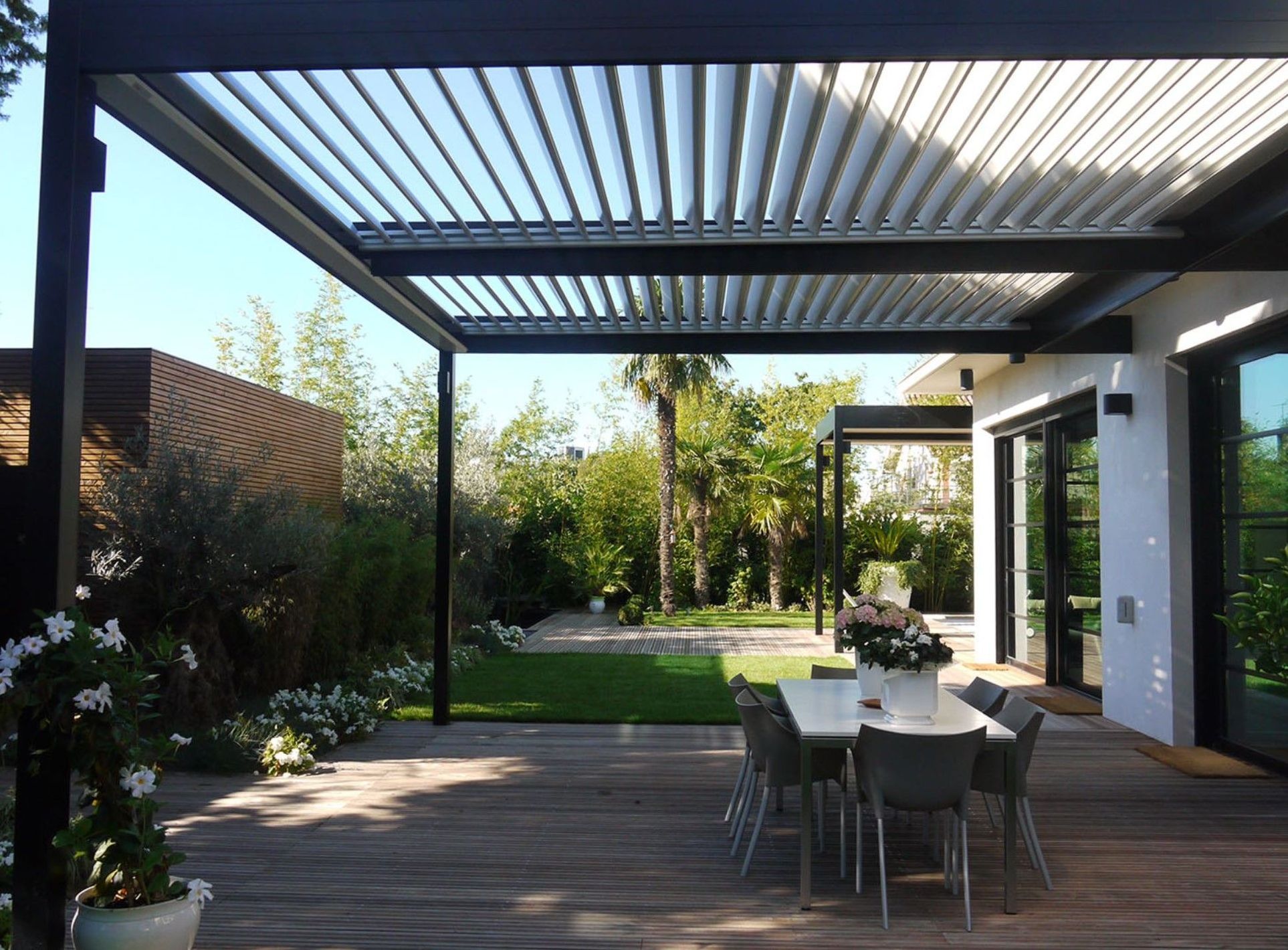 Outdoor Louvered Pergola with Adjustable Hardtop Gazebo Sun Shade Patio Aluminum Pergola 3x4 m for Garden