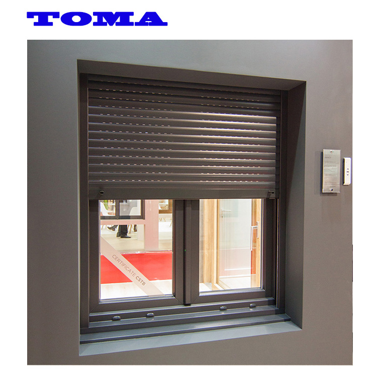 AS2047 TOMA Electric Aluminum Roller Shutter Sliding Window With Electric Rolling Shutter Window Security Shutter