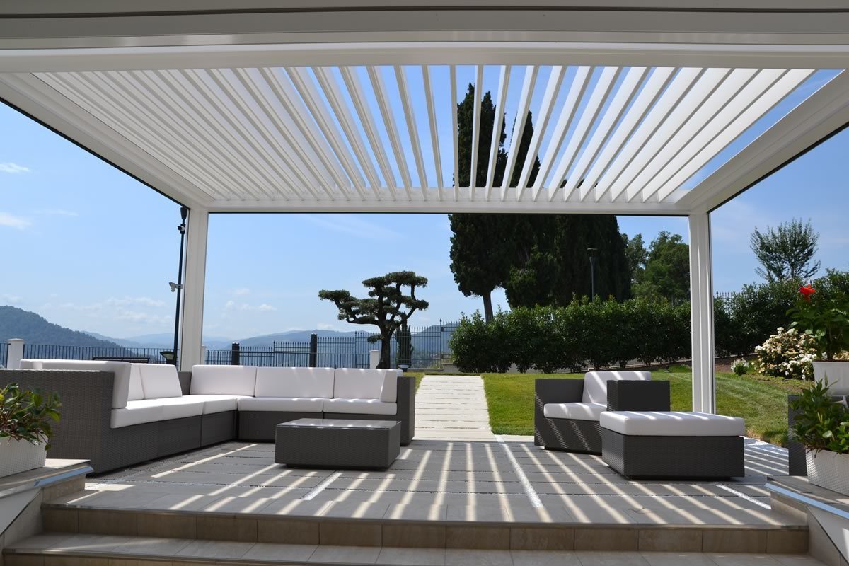 Outdoor Louvered Pergola with Adjustable Hardtop Gazebo Sun Shade Patio Aluminum Pergola 3x4 m for Garden