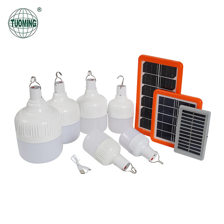 Outdoor Portable Solar Led Outdoor Light Camping Lamp Lithium Battery Solar Rechargeable Emergency Light Bulb