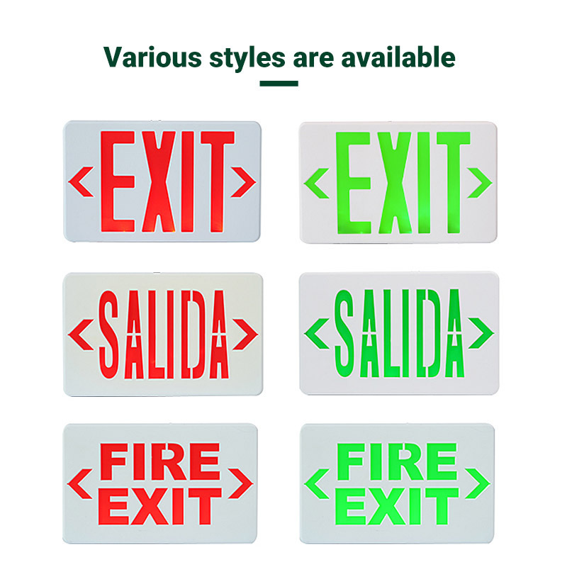 Plastic GREEN LED Exit Sign Emergency Light with Battery Backup For Restaurant Commercial Supermarket