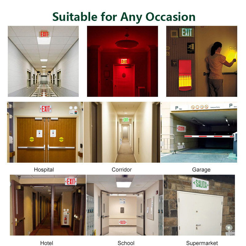 Plastic GREEN LED Exit Sign Emergency Light with Battery Backup For Restaurant Commercial Supermarket