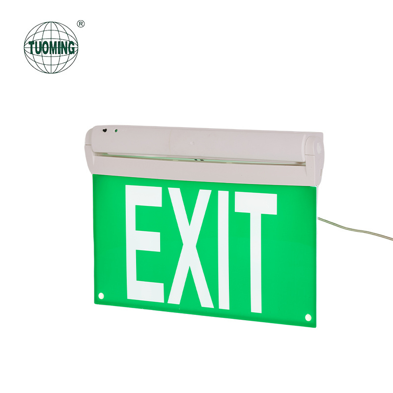 LED Automatic Recessed Mounting Rechargeable Battery Emergency Slim Exit Sign Board With Light