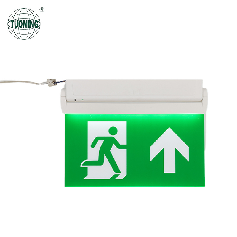 LED Automatic Recessed Mounting Rechargeable Battery Emergency Slim Exit Sign Board With Light