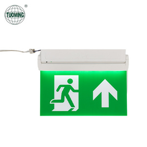 LED Automatic Recessed Mounting Rechargeable Battery Emergency Slim Exit Sign Board With Light